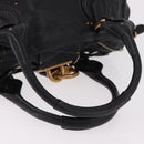 Chloe Paddington Hand Bag Leather Black Gold Auth SW2641M-8