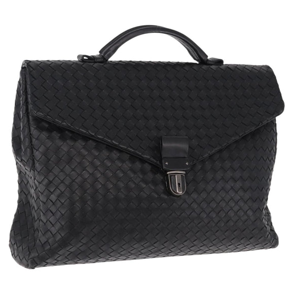 BOTTEGA VENETA INTRECCIATO Briefcase Leather Black 113095 Auth SW2642V