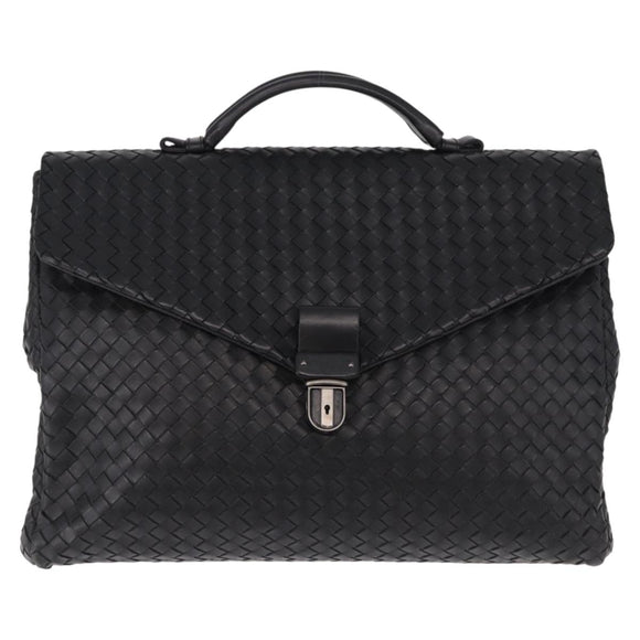 BOTTEGA VENETA INTRECCIATO Briefcase Leather Black 113095 Auth SW2642V