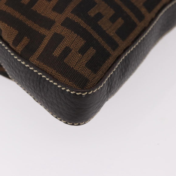 FENDI Zucca Canvas Celesia Shoulder Bag Brown Silver 8BT109 Auth SW2643V