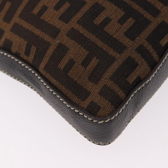 FENDI Zucca Canvas Celesia Shoulder Bag Brown Silver 8BT109 Auth SW2643V