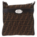 FENDI Zucca Canvas Celesia Shoulder Bag Brown Silver 8BT109 Auth SW2643V-2