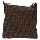 FENDI Zucca Canvas Celesia Shoulder Bag Brown Silver 8BT109 Auth SW2643V-3