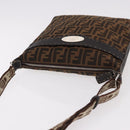 FENDI Zucca Canvas Celesia Shoulder Bag Brown Silver 8BT109 Auth SW2643V-6