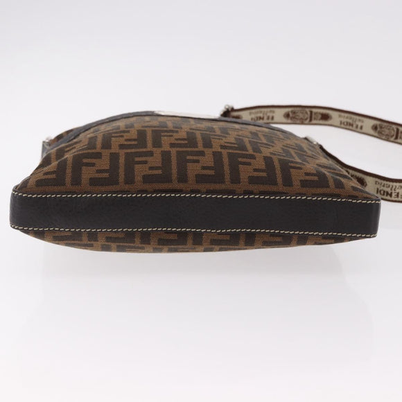 FENDI Zucca Canvas Celesia Shoulder Bag Brown Silver 8BT109 Auth SW2643V