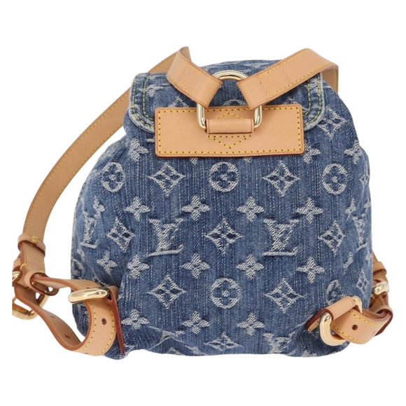 LOUIS VUITTON Monogram Denim Sac A Dos PM Backpack Blue LV Auth SW2648SM