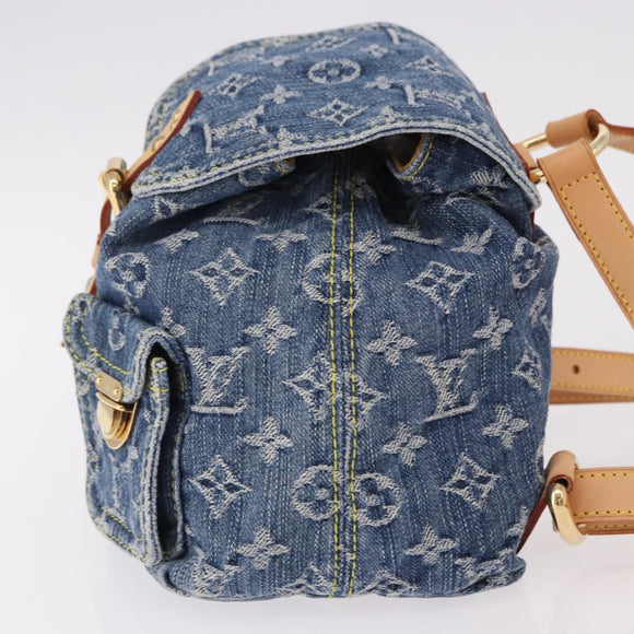 LOUIS VUITTON Monogram Denim Sac A Dos PM Backpack Blue LV Auth SW2648SM
