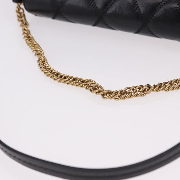 GIVENCHY Chain Shoulder Bag Leather Black Gold Auth SW2652M