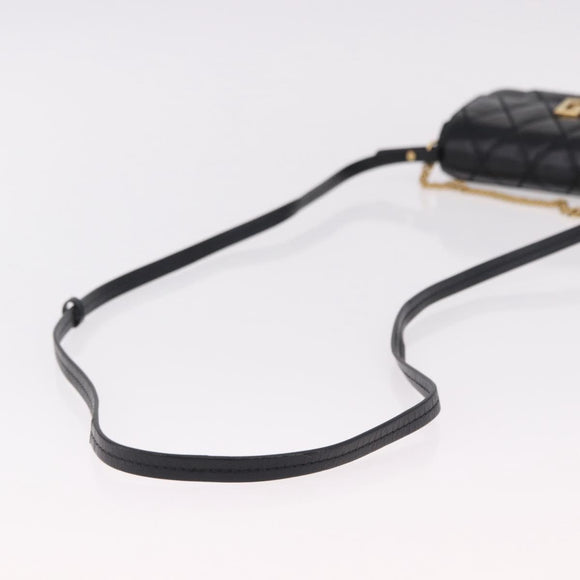 GIVENCHY Chain Shoulder Bag Leather Black Gold Auth SW2652M