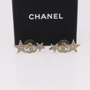 CHANEL Rhinestone COCO Mark Earring Metal Gold Tone CC Auth SW2653SM-15