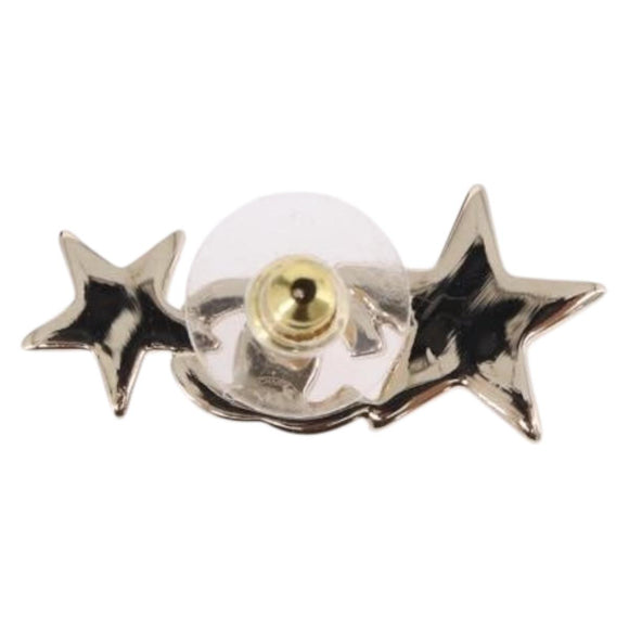 CHANEL Rhinestone COCO Mark Earring Metal Gold Tone CC Auth SW2653SM
