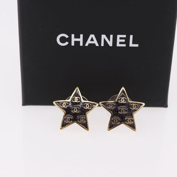 CHANEL Star Coco Mark Pierce Metal Gold Tone CC Auth SW2654SAM
