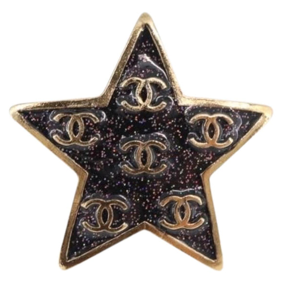 CHANEL Star Coco Mark Pierce Metal Gold Tone CC Auth SW2654SAM