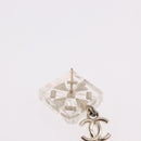 CHANEL Crystal COCO Mark Earring Metal Clear Silver CC Auth SW2655SAM-5