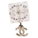CHANEL Crystal COCO Mark Earring Metal Clear Silver CC Auth SW2655SAM-7
