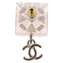 CHANEL Crystal COCO Mark Earring Metal Clear Silver CC Auth SW2655SAM-8