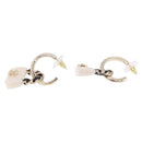CHANEL Bag Motif COCO Mark Hoop Earring Metal White Gold CC Auth SW2656SM-11