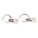 CHANEL Bag Motif COCO Mark Hoop Earring Metal White Gold CC Auth SW2656SM-12