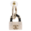 CHANEL Bag Motif COCO Mark Hoop Earring Metal White Gold CC Auth SW2656SM-7