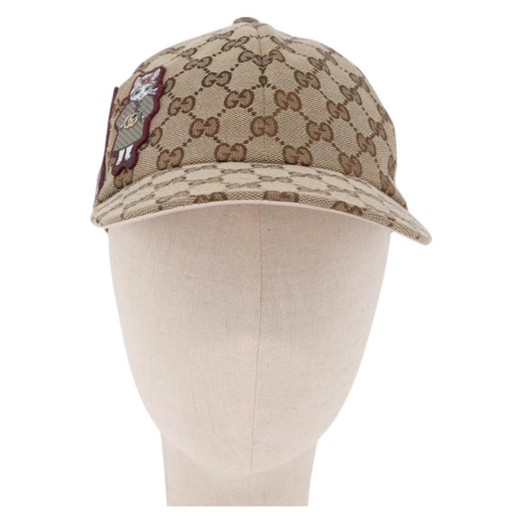 GUCCI GG Canvas Yuko Higuchi Baseball Cap Beige Pink Auth SW2657SM