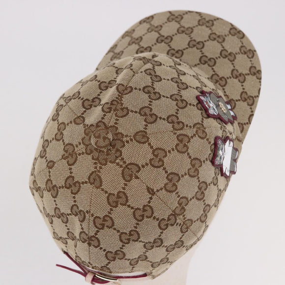 GUCCI GG Canvas Yuko Higuchi Baseball Cap Beige Pink Auth SW2657SM