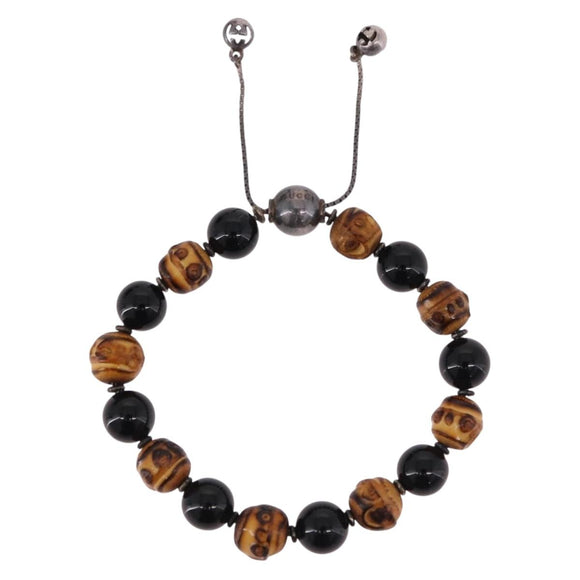 GUCCI Beads Bracelet Metal Multicolor Silver Auth SW2659M