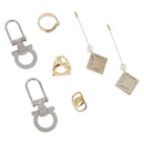 Salvatore Ferragamo Pierce Brooch Ring Metal 5 Set Gold Silver Auth SW2660-1