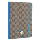 GUCCI GG Supreme Disney Donald Duck Note Book Leather Beige Blue Auth SW2661M-1