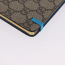 GUCCI GG Supreme Disney Donald Duck Note Book Leather Beige Blue Auth SW2661M-15
