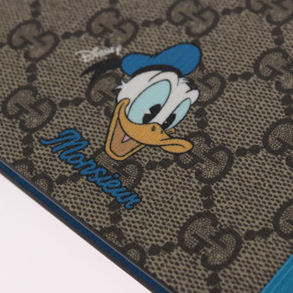 GUCCI GG Supreme Disney Donald Duck Note Book Leather Beige Blue Auth SW2661M