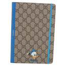 GUCCI GG Supreme Disney Donald Duck Note Book Leather Beige Blue Auth SW2661M-13