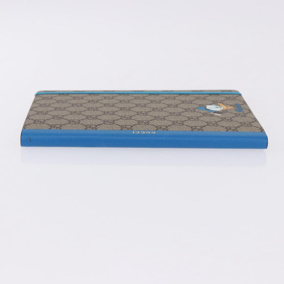 GUCCI GG Supreme Disney Donald Duck Note Book Leather Beige Blue Auth SW2661M