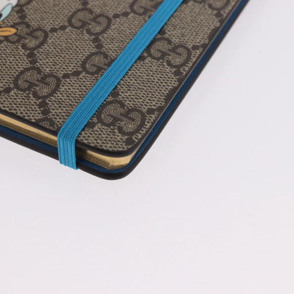 GUCCI GG Supreme Disney Donald Duck Note Book Leather Beige Blue Auth SW2661M