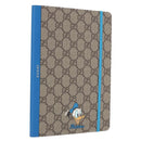 GUCCI GG Supreme Disney Donald Duck Note Book Leather Beige Blue Auth SW2662M-1