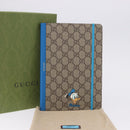 GUCCI GG Supreme Disney Donald Duck Note Book Leather Beige Blue Auth SW2662M-12