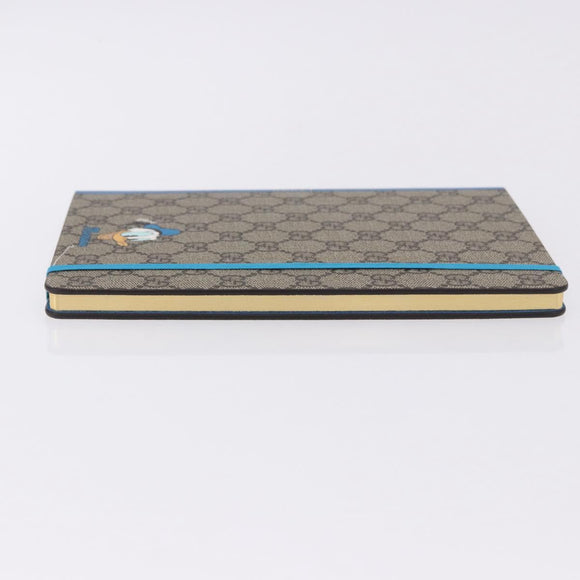 GUCCI GG Supreme Disney Donald Duck Note Book Leather Beige Blue Auth SW2662M