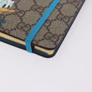 GUCCI GG Supreme Disney Donald Duck Note Book Leather Beige Blue Auth SW2662M-14