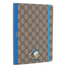 GUCCI GG Supreme Disney Donald Duck Note Book Leather Beige Blue Auth SW2663M-1