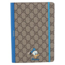 GUCCI GG Supreme Disney Donald Duck Note Book Leather Beige Blue Auth SW2663M-2