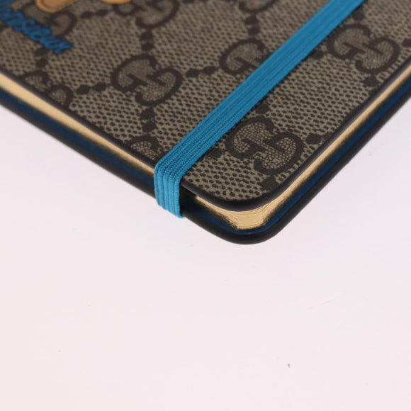 GUCCI GG Supreme Disney Donald Duck Note Book Leather Beige Blue Auth SW2663M