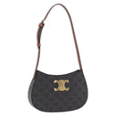 CELINE Triomphe Medium Tilley Bag Shoulder Bag PVC Black Auth SW2664SAM-1