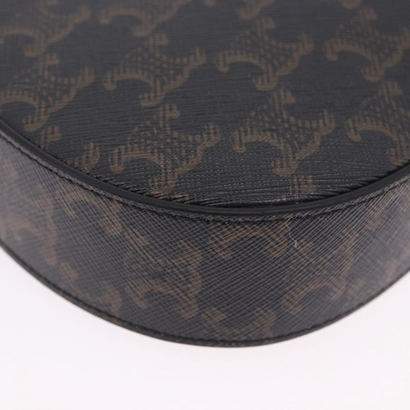 CELINE Triomphe Medium Tilley Bag Shoulder Bag PVC Black Auth SW2664SAM
