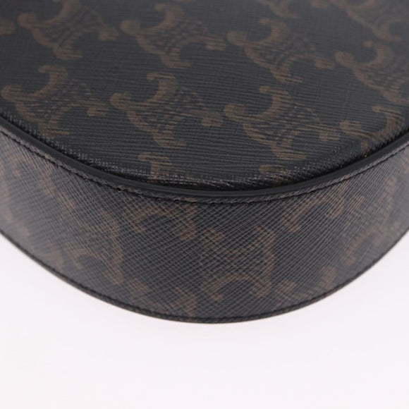 CELINE Triomphe Medium Tilley Bag Shoulder Bag PVC Black Auth SW2664SAM