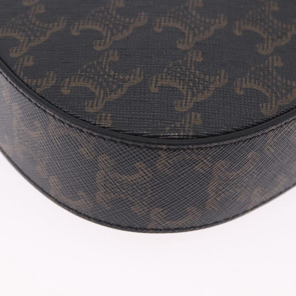 CELINE Triomphe Medium Tilley Bag Shoulder Bag PVC Black Auth SW2664SAM