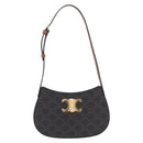 CELINE Triomphe Medium Tilley Bag Shoulder Bag PVC Black Auth SW2664SAM-13
