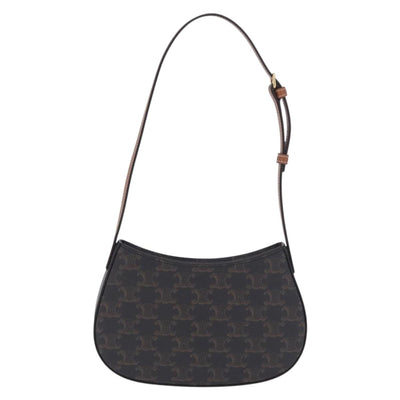 CELINE Triomphe Medium Tilley Bag Shoulder Bag PVC Black Auth SW2664SAM - 0