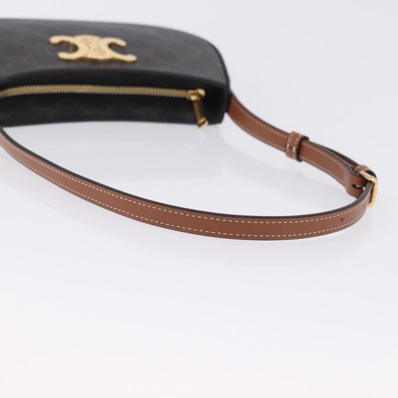 CELINE Triomphe Medium Tilley Bag Shoulder Bag PVC Black Auth SW2664SAM