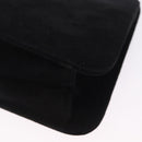 Salvatore Ferragamo Hand Bag Suede Black Gold Tone Auth SW2667V-11