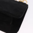 Salvatore Ferragamo Hand Bag Suede Black Gold Tone Auth SW2667V-13