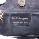 Salvatore Ferragamo Hand Bag Suede Black Gold Tone Auth SW2667V-14